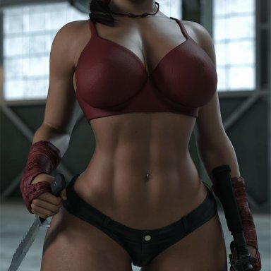 rainbow six, rainbow six siege, caveira (rainbow six), cga3d, erotichris, 1girls, abs, ass, athletic, athletic female, belly button piercing, big ass, big breasts, big butt, bra