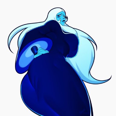 cartoon network, steven universe, blue diamond (steven universe), diamond authority, gem (species), sugarspikes (artist), ass, ass focus, ass in dress, big ass, big breasts, big butt, big hips, blue dress, blue skin