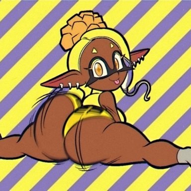 splatoon, splatoon 3, frye (splatoon), inkling, tansau, 1girls, ass, ass shake, big ass, bouncing ass, bubble butt, crop top, dark-skinned female, dark skin, dat ass