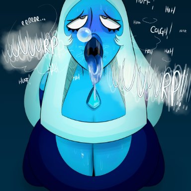 cartoon network, steven universe, blue diamond (steven universe), diamond authority, gem (species), ota (artist), ahe gao, blue skin, burping, cum burp, eyes rolling back, on knees, tongue out, tagme