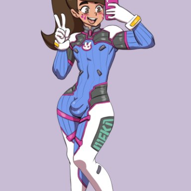 overwatch, star vs the forces of evil, d.va, d.va (cosplay), marco diaz, princess marco, darkeros13, 1femboy, brown eyes, brown hair, bulge, bulge through clothing, clothing, cosplay, costume