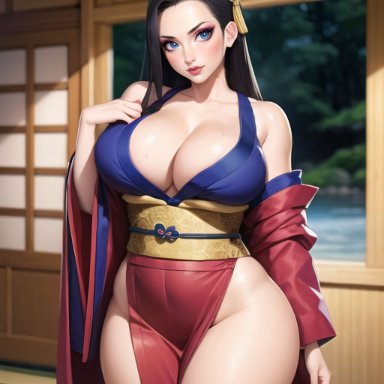 one piece, nico robin, orobi, illumaru, stable diffusion, 1girls, big breasts, black hair, breasts, busty, curvy, female, female only, geisha, japanese clothes