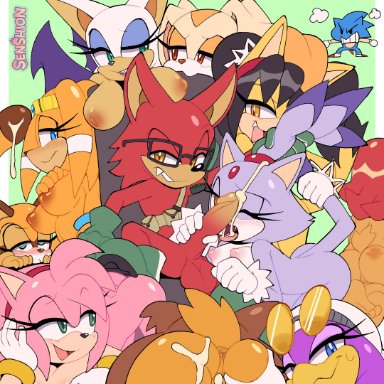 sega, sonic (series), sonic forces, sonic the hedgehog (series), amy rose, blaze the cat, cream the rabbit, gadget the wolf, honey the cat, marine the raccoon, rouge the bat, sally acorn, sonic the hedgehog, sticks the badger, sticks the jungle badger