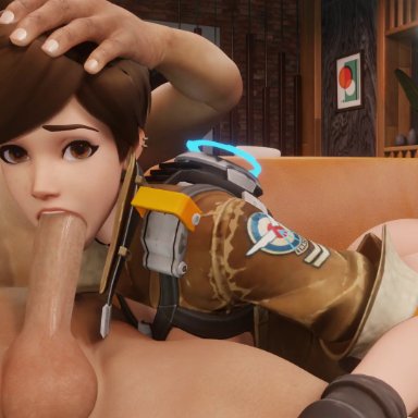 blizzard entertainment, overwatch, overwatch 2, lena oxton, tracer, deepthroat, face fucking, fellatio, oral, short hair, straight, tomboy, animated, blender, tagme