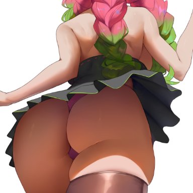 demon slayer, kimetsu no yaiba, kanroji mitsuri, araneesama, 1female, 1girls, ass, back view, big ass, big butt, dat ass, female, green hair, human female, light-skinned female