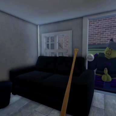 roblox, leo (utrenkl), robloxian, utrenkl, 1boy, 1boy1girl, 1girls, :3, against wall, balls, baseball bat, behind, behind view, big ass, big breasts