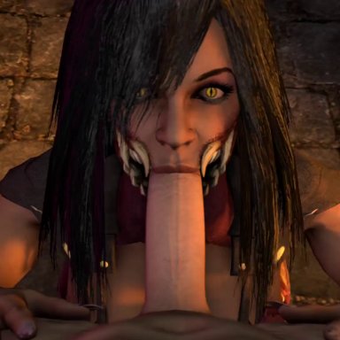 mortal kombat, mortal kombat 11, mortal kombat x, mileena, skeletron27, blowjob, looking at viewer, pov, yellow eyes, 3d, animated, sfm, sound, source filmmaker, tagme