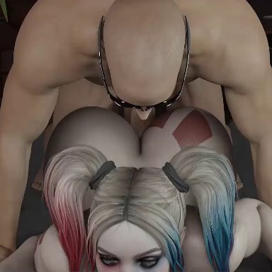 dc, injustice 2, harley quinn, dubushine34, ass, athletic female, big ass, big penis, dyed hair, human, light-skinned male, prone bone, tattoo, twintails, white skin