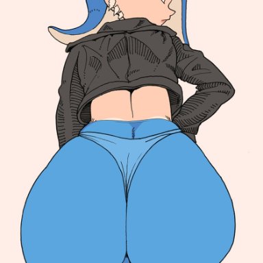 nintendo, splatoon, splatoon (series), splatoon 3, octoling, shiver (splatoon), yuta agc, 1girls, ass, big ass, blue hair, cephalopod, cephalopod humanoid, cropped jacket, dat ass