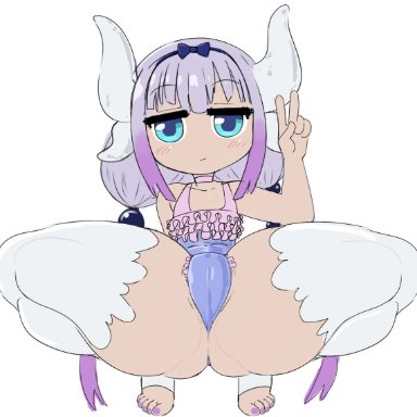 kobayashi-san chi no maidragon, miss kobayashi's dragon maid, kanna kamui, tra169, aged up, bathing suit, big ass, big butt, big thighs, bottom heavy, flat chest, huge ass, huge butt, huge thighs, inviting