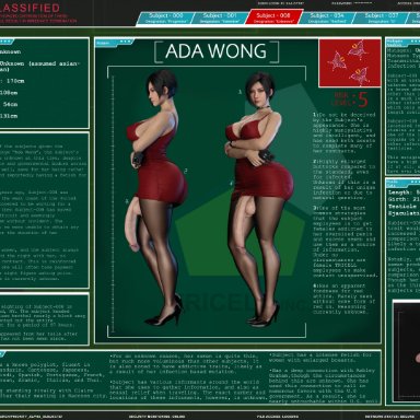 resident evil, resident evil 2, ada wong, stevencarson, 1futa, big ass, big breasts, black hair, breasts, casual, choker, clothing, dress, erection, flaccid