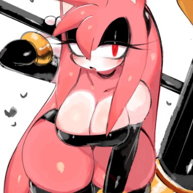 sonic (series), sonic the hedgehog (series), amy rose, usa37107692, &lt;3, anthro, big ass, big breasts, breasts, cleavage, ear piercing, earrings, eyeshadow, female, female only
