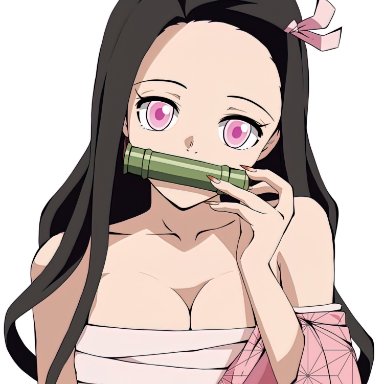 demon slayer, kimetsu no yaiba, kamado nezuko, 1girls, big breasts, breasts, brown hair, bursting breasts, busty, cleavage, female, female only, japanese clothes, large breasts, long hair