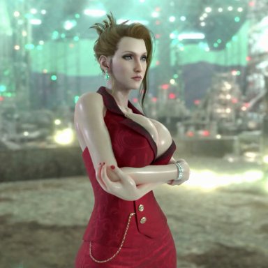 final fantasy, final fantasy vii, final fantasy vii remake, square enix, scarlet (ffvii), shocking (artist), 1girls, breast expansion, brown hair, female, female only, huge breasts, hyper, hyper breasts, light-skinned female