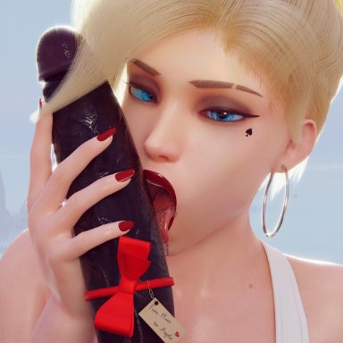 blacked, overwatch, overwatch 2, mercy, gladionanimated, big penis, black body, black penis, blonde female, blonde hair, blonde hair female, blue eyes, bow, dark-skinned male, dark skin