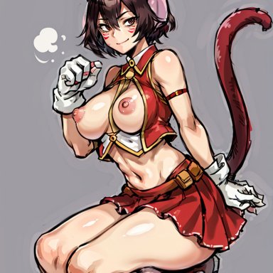 my hero academia, mandalay, wild wild pussycats, leukocrisp, 1girls, nipples, skirt, ai generated