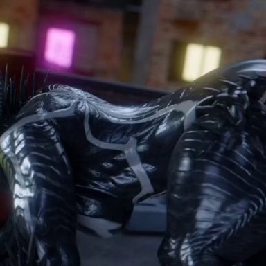 marvel, anonymous male, she-venom, she venom, venom (marvel), niki3d, 1boy, 1boy1girl, 1girls, anal, anal sex, big breasts, doggy style, female, glowing eyes