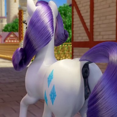 hasbro, my little pony, rarity (mlp), clopician, 1boy1girl, animal genitalia, equine pussy, eyeshadow, feral, human on feral, interspecies, mating press, purple hair, white fur, 3d