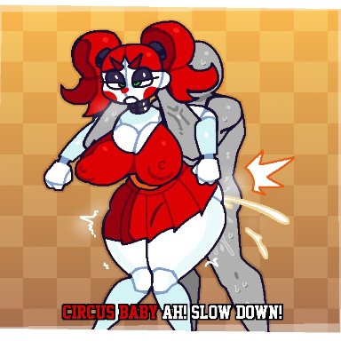 five nights at freddy's, baby (fnafsl), circus baby, circus baby (fnaf), crushtrap, 1boy, 1girls, big ass, big breasts, big butt, clown, clown girl, cum, cum inside, sex