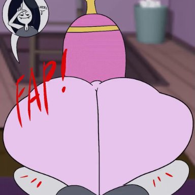 adventure time, marceline, princess bubblegum, theslashfive, 1futa, 1girls, anal, ass, back, back view, big ass, big breasts, big butt, big penis, black hair