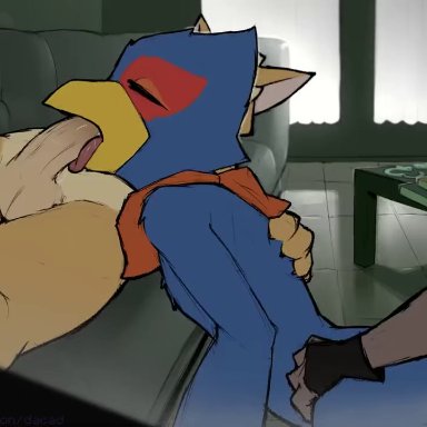 star fox, falco lombardi, fox mccloud, wolf o'donnell, dacad, 3boys, anal, anal sex, cum, cum in ass, cum in mouth, doggy style, fingers in mouth, furry, gay