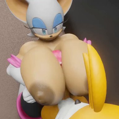 sega, sonic (series), sonic the hedgehog (series), miles prower, mobian (species), rouge the bat, tails, shairo, 1boy, 1boy1girl, 1girls, age difference, alternate breast size, bat, breasts bigger than head