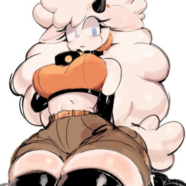 idw comics, idw publishing, sega, sonic (series), sonic the hedgehog (comics), sonic the hedgehog (idw), sonic the hedgehog (series), lanolin, lanolin the sheep, mobian (species), usa37107692, 1girls, anthro, belt, big breasts