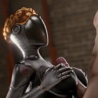 atomic heart, right (atomic heart), the twins (atomic heart), unknown artist, athletic female, human, human penetrating, light-skinned male, paizuri, robot, robot girl, robot humanoid, titfuck, 3d, animated