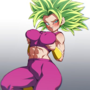 dragon ball, dragon ball super, shounen jump, kefla, rom, 1girls, abs, breasts, clothing, earrings, female, female only, fusion, huge breasts, muscular female