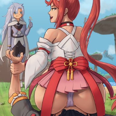 xenoblade (series), xenoblade chronicles 3, a (xenoblade), glimmer (xenoblade), matthew (xenoblade), doktor malefic, 1boy, 2girls, ass, ass focus, ass on face, background, big ass, big breasts, big butt