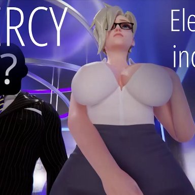 overwatch, mercy, anianiboy, 1boy, 1boy1girl, 1girls, alternate costume, anus, ass slap, audible ejaculation, big breasts, big penis, blonde hair, blowjob, blue eyes