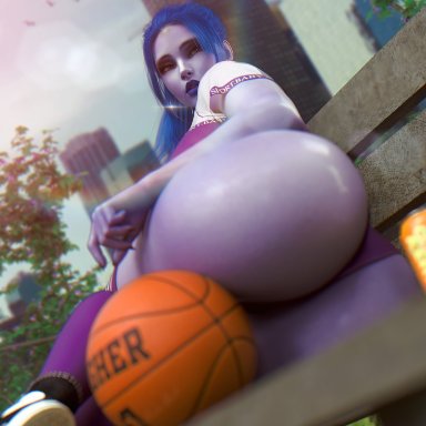 blizzard entertainment, overwatch, overwatch 2, amelie lacroix, widowmaker, milapone, 1girls, ass, assassin, athletic, athletic female, basketball, big ass, big breasts, blue-skinned female