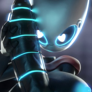 hollow knight, hornet (hollow knight), mrlolzies101, breasts, breasts out, cock worship, floating head, futuristic, heart-shaped pupils, imminent sex, penis, robot, robot girl, throbbing, throbbing penis