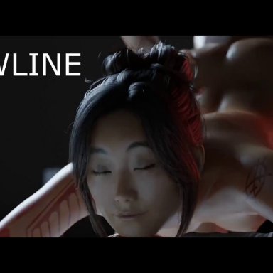 the callisto protocol, dani nakamura, karen fukuhara, newline, 1boy, 1girls, asian, asian female, bored, bored expression, bored sex, female, female focus, from behind, from behind position