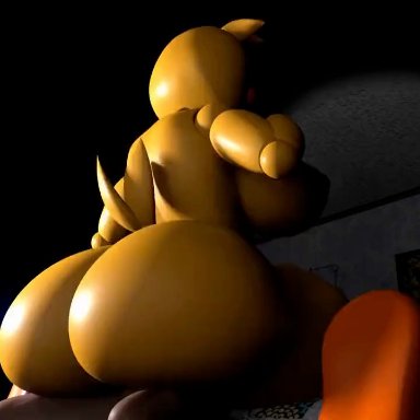 five nights at freddy's, five nights at freddy's 2, chica (fnaf), toy chica (fnaf), shairo, 1boy, 1girls, animatronic, anthro, ass, big ass, big butt, bird, breast, chicken