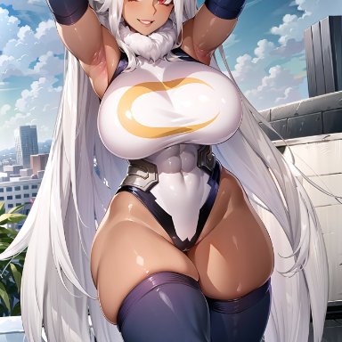 my hero academia, miruko, rumi usagiyama, stable diffusion, bunny ears, bunny girl, bunnysuit, curvy body, curvy female, curvy figure, female, female focus, female only, long hair, looking at viewer