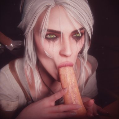 the witcher (series), the witcher 3: wild hunt, ciri, checkpik, 1girls, athletic female, blowjob, blowjob face, clothed, erect penis, erection, fellatio, female, female focus, female human