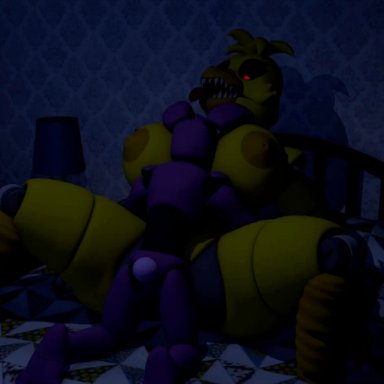 five nights at freddy's, five nights at freddy's 4, fnaf, bonnie (fnaf), nightmare chica (fnaf), nightbotgrey, big breasts, big mommy, fnaf 4, nightmare, video games, animated, sound, sound effects, tagme