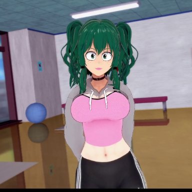 my hero academia, female deku, izuku midoriya, mount lady, eight69, ass, female, futa on female, futanari, light-skinned female, light skin, workout sex, 3d, animated, rule 63