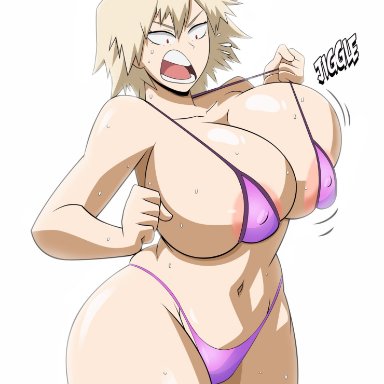 my hero academia, original, mitsuki bakugou, grimphantom, blonde hair, breasts, huge breasts, jiggling breasts, large breasts, micro bikini, milf, mom, mother, nipple outline, outside