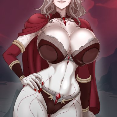 rwby, grimm (rwby), salem (rwby), leux 21, 1girls, bedroom eyes, big breasts, black sclera, blush, bra, breasts, child bearing hips, female, female focus, female only