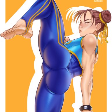 capcom, street fighter, street fighter alpha, chun-li, andava, icaroart, 1girls, asian, asian female, ass, bent leg, brown eyes, brown hair, female, female only