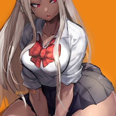 my hero academia, miruko, rumi usagiyama, suurin (ksyaro), animal humanoid, blonde hair, bottomwear, breasts, brown body, brown skin, clothed, clothing, collarbone, female, fully clothed