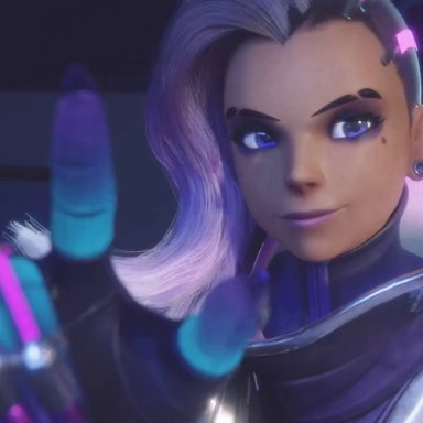 overwatch, sombra, lvl3toaster, 1girls, ass, bean, boop, breasts, city, completely nude, completely nude female, dark-skinned female, dark skin, female, female focus