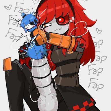 team fortress 2, tf2, mimi sentry, sentry-chan, sentry (team fortress 2), artist request, 1futa, 1girls, cock sleeve, futa on female, futanari, futanari penetrating, minigirl, red hair, robot