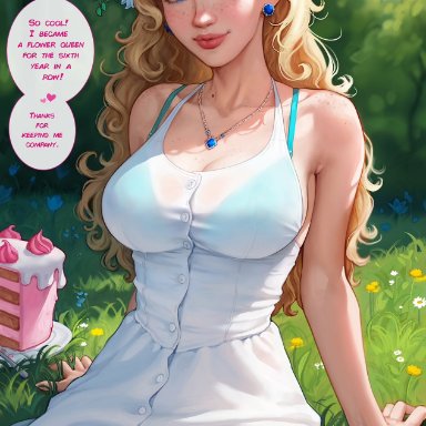 stardew valley, haley (stardew valley), aroma sensei, 1girls, background, big ass, big breasts, blonde hair, blue eyes, bra strap, breasts, busty, cleavage, curvaceous, curvy
