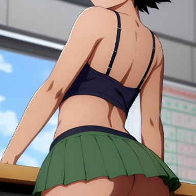 my hero academia, deku, izuku midoriya, midoriya izuku, thechronicgamer, camisole, caught, classroom, embarrassed, femboy, green eyes, green hair, miniskirt, no panties, thighhighs