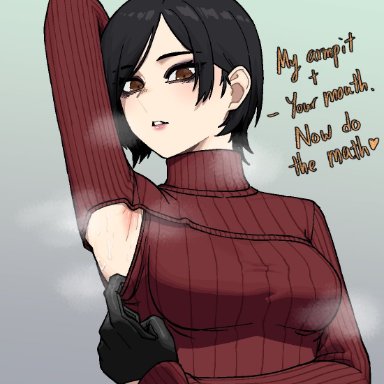 capcom, resident evil, resident evil 4, resident evil 4 remake, ada wong, k3nnyn3v, 1girls, armpit fetish, armpits, arms behind back, arms up, black hair, female, female focus, female only