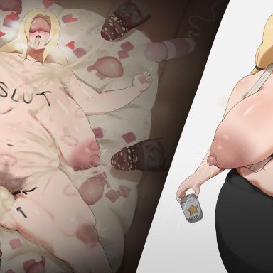 boruto: naruto next generations, naruto, naruto (series), tsunade, zeroqrisu, after sex, armpit hair, bbw, beauty mark, big penis, bimbo, bite mark, black penis, blonde female, body writing