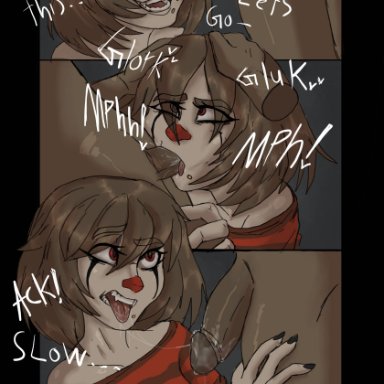 original, oc, original character, cottt(artist), after fellatio, after oral, ambiguous gender, androgynous, annoyed, blowjob, clown, dark-skinned male, deepthroat, fellatio, femboy